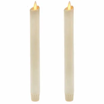 

Ksperway 8" Set of 2 Ivory Unscented Wax Flameless Taper Candles, Battery Operated,Moving Wick,LED Candle with Timer and Remote