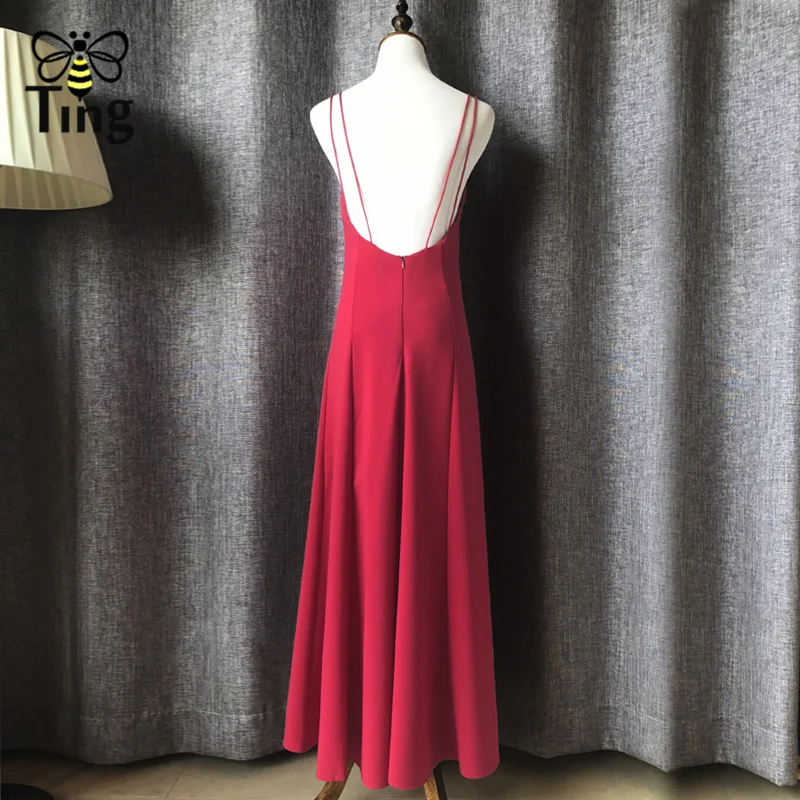 

Tingfly Sexy Backless Strap party dresses women side split red maxi dress women streetwear summer beach long dress vestidos