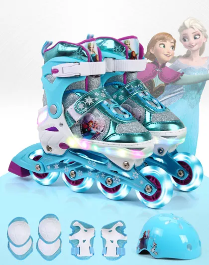 الأطفال مضمنة تزلج الأسطوانة أحذية التزلج خوذة الركبة حامي والعتاد قابل للتعديل قابل للغسل الصلب عجلات تزلج الأحذية ل 3-10year