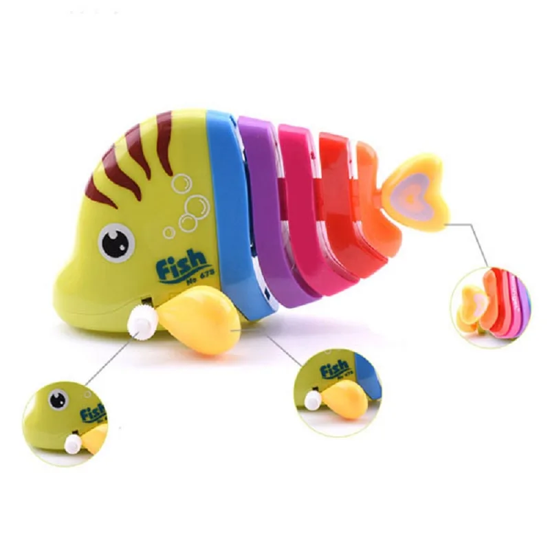 Классические цветные рыбки заводные на цепочке игрушки для детей Заводной ребенок рыбий хвост дешевый образовательный игрушка подарок