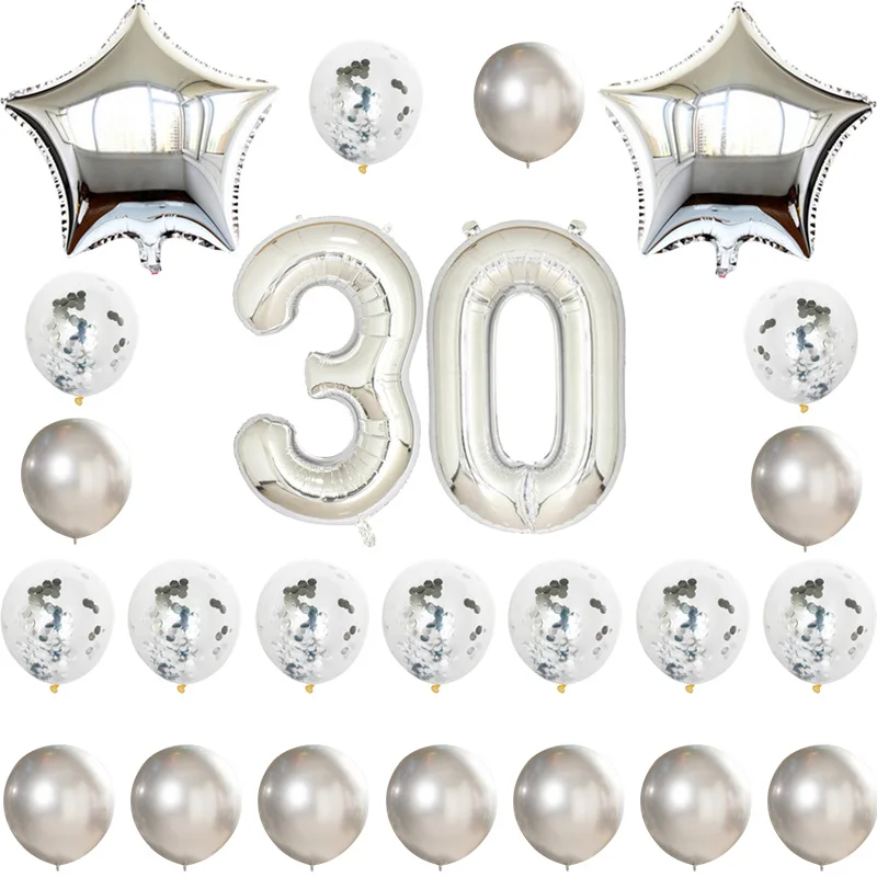 18, 21, 30, 40, 50, 60, 70 праздничные украшения для дня рождения, для взрослых, звезда розового золота, конфетти, номер, фольга, воздушные шары, юбилейные вечерние украшения - Цвет: 30 style 2