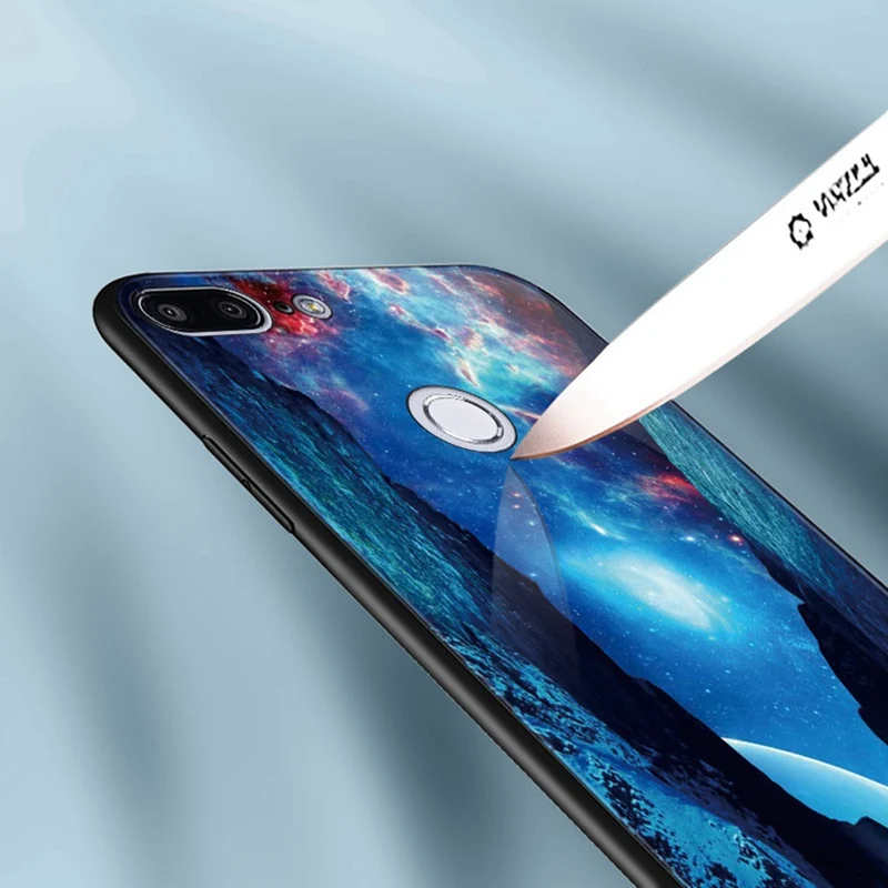 Hisomone Luminous Cover Case For Huawei Honor 7C 7A Luxury Glass Silicone Phone Case For Honor 7A 7C Pro Animal Space Back Cover