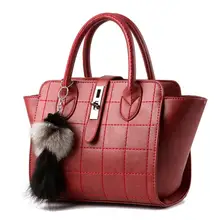 Fashion PU Leather Handbag Metal Buckle Design Women’s Messenger Crossbody shoulder bag with Plush Pendant