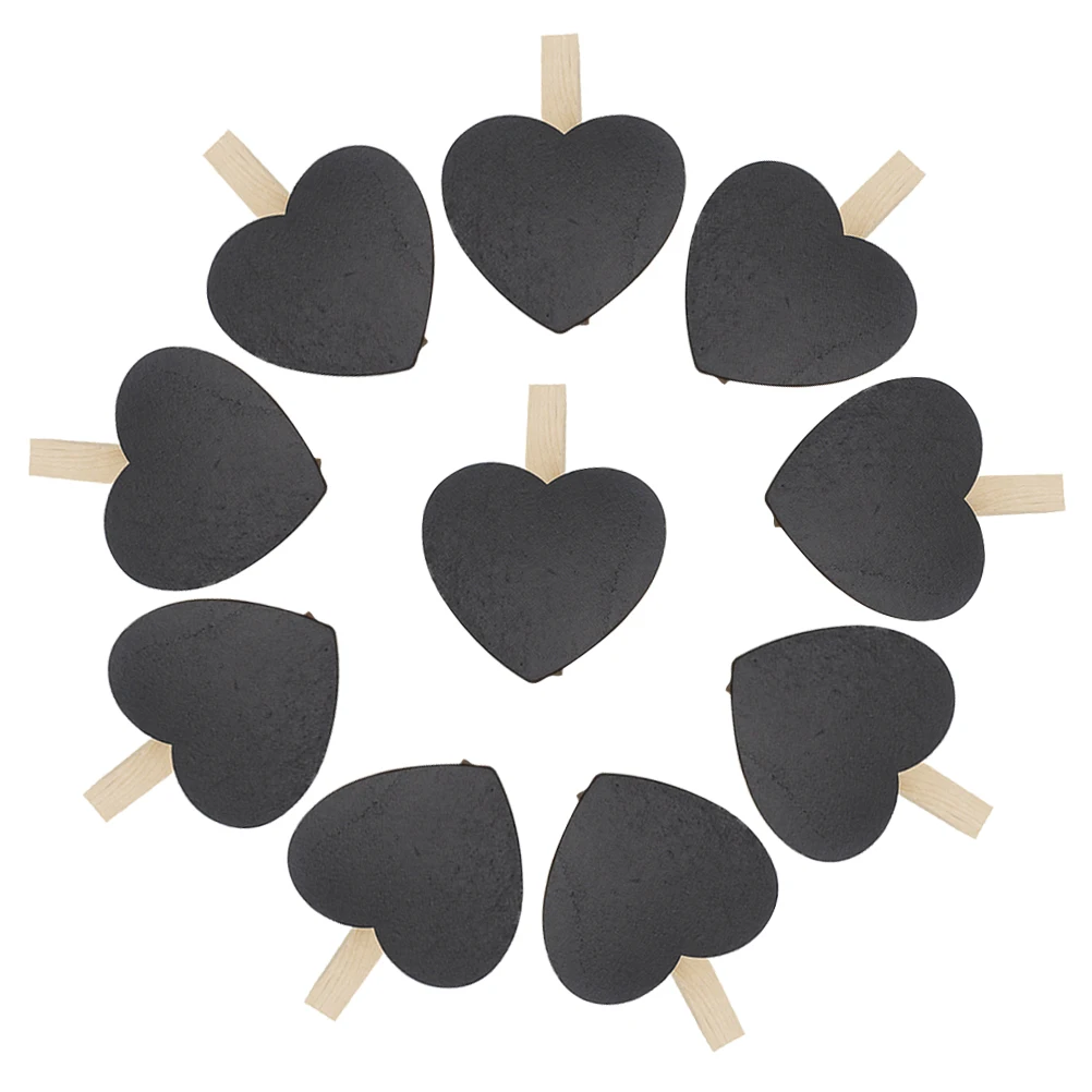

10pcs Mini Sweet Love Heart Shaped Cute Kawaii Wooden Blackboard Chalkboards Clips Holder for Paper Decoration Photo Student