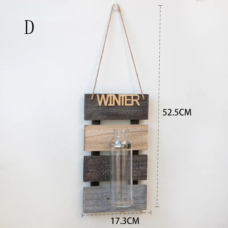 Деревенский творческий дом деревянные стены гидропоники завод ваза контейнер гостиная спальня настенные украшения Висячие - Цвет: D
