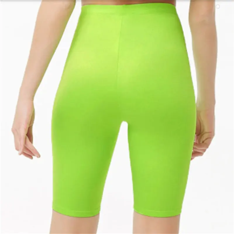 Biker Shorts Sexy Neon Green High Elasticity Nightclub Club Shorts Women Neon Bicycle Shorts