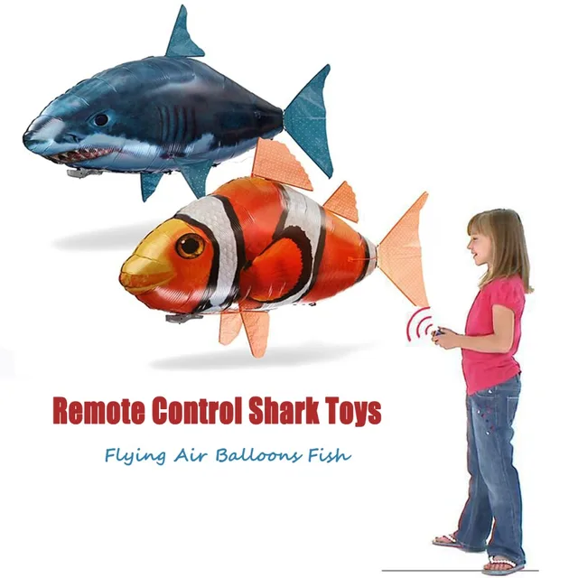Remote Control Flying Shark Toy Swimming Clown Fish Balloons Inflatable Helium Electric RC Air