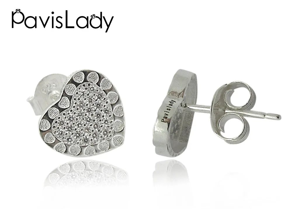 Pavislady Настоящее 925 пробы Серебряное сердце серьги с Fine Jewelry в мода идеальное