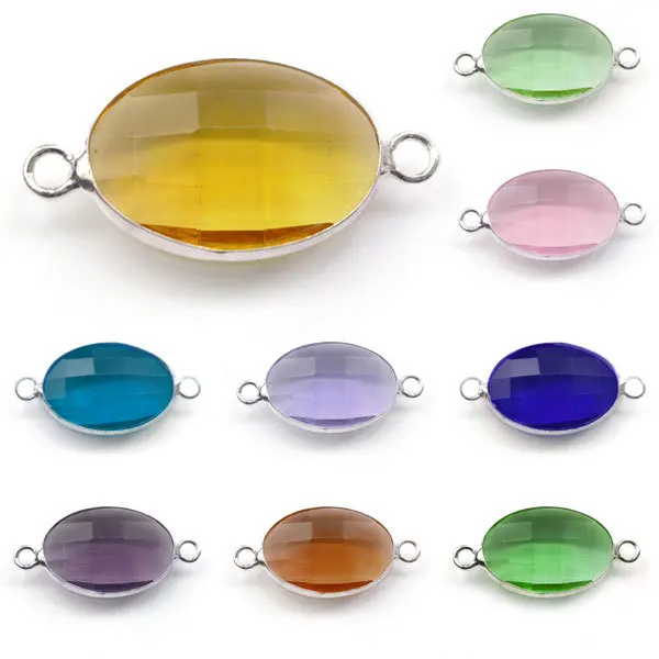 

2Pcs Oval Shap 15x22x6mm Connectors 12 Colors For DIY Necklaces Bracelets Pendant Wholesale Fast Ship CR0408