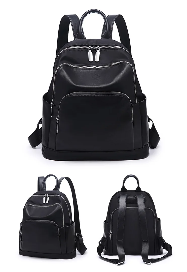 Черный женский рюкзак из натуральной кожи, женские рюкзаки, школьная сумка, Многофункциональная Кожаная сумка на плечо C804