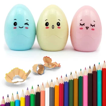 

Kawaii pencil sharpener School Office supplies Stationery Cartoon Cute eggs Colors Pencil Sharpener Supplies Gifts