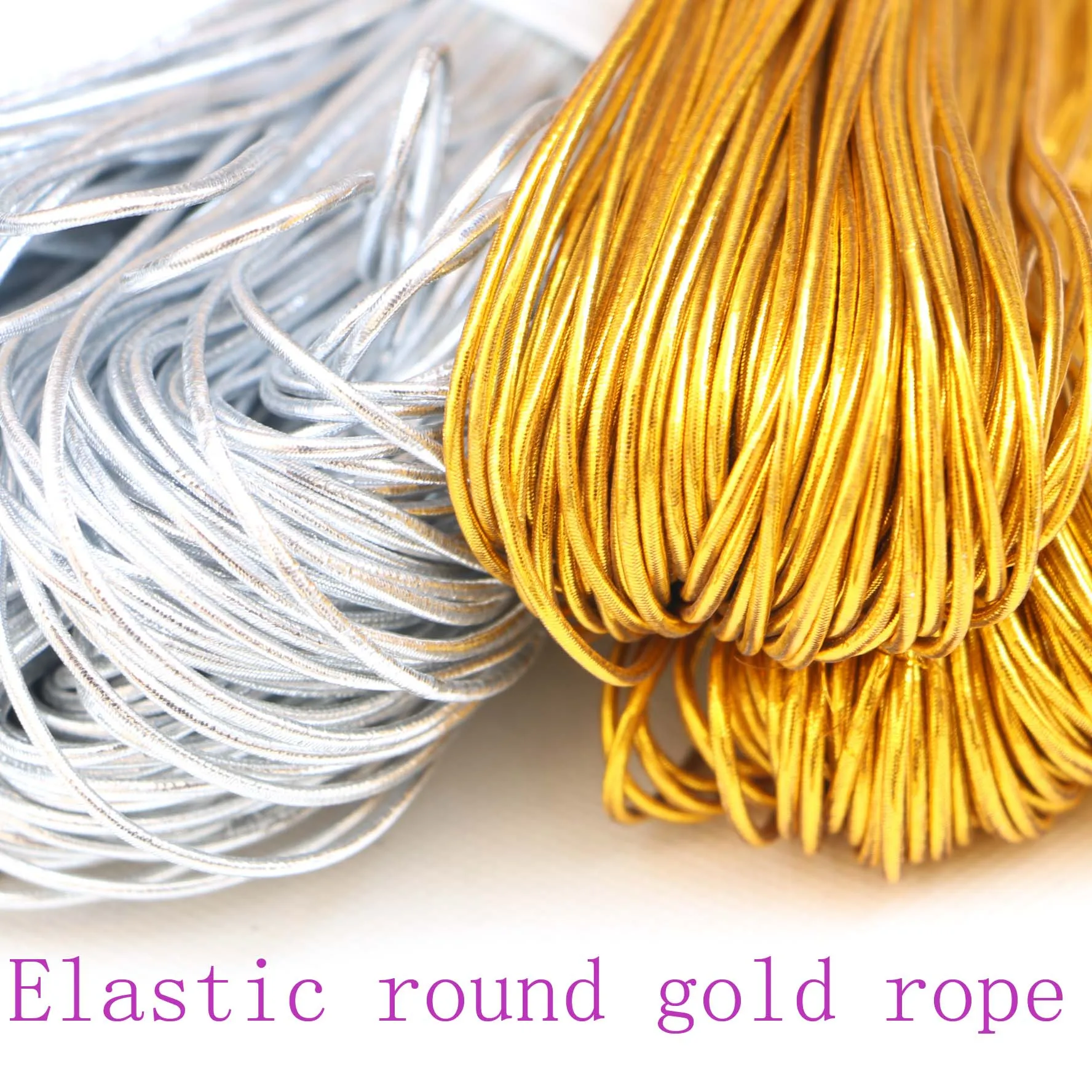 

5YARD Gold/Silver Elastic Line Decorative Suspension Rope Knitting and Binding Packaging 1mm-2MM Core-wrapped Loose Label Line