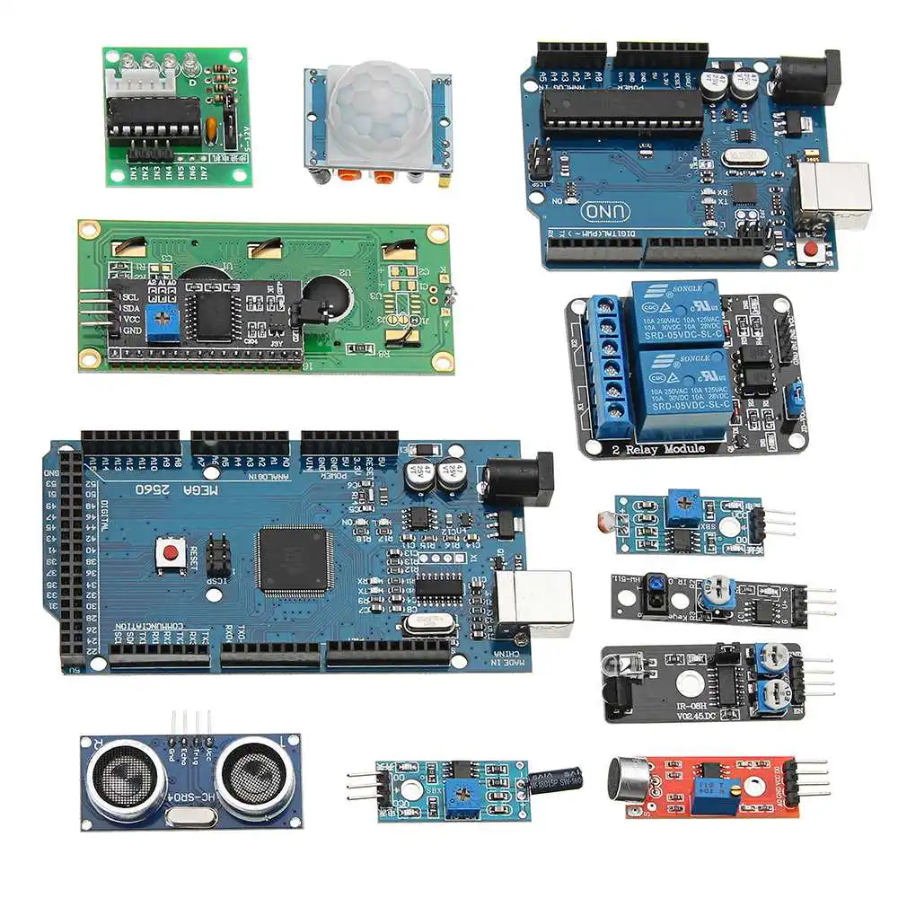 Супер стартовый набор для Arduino UNO R3 и Mega2560 плата с датчиком Moudle 1602 ЖК-дисплей светодиодный Серводвигатель реле обучения базовый набор