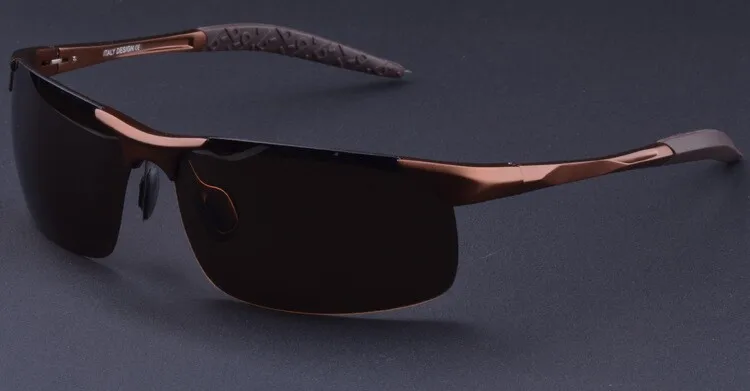 Поляризованные солнцезащитные очки с оправой из алюминиево-магниевого сплава, мужские солнцезащитные очки для вождения, зеркальные линзы, очки Oculos De Sol R562 - Цвет линз: Coffee