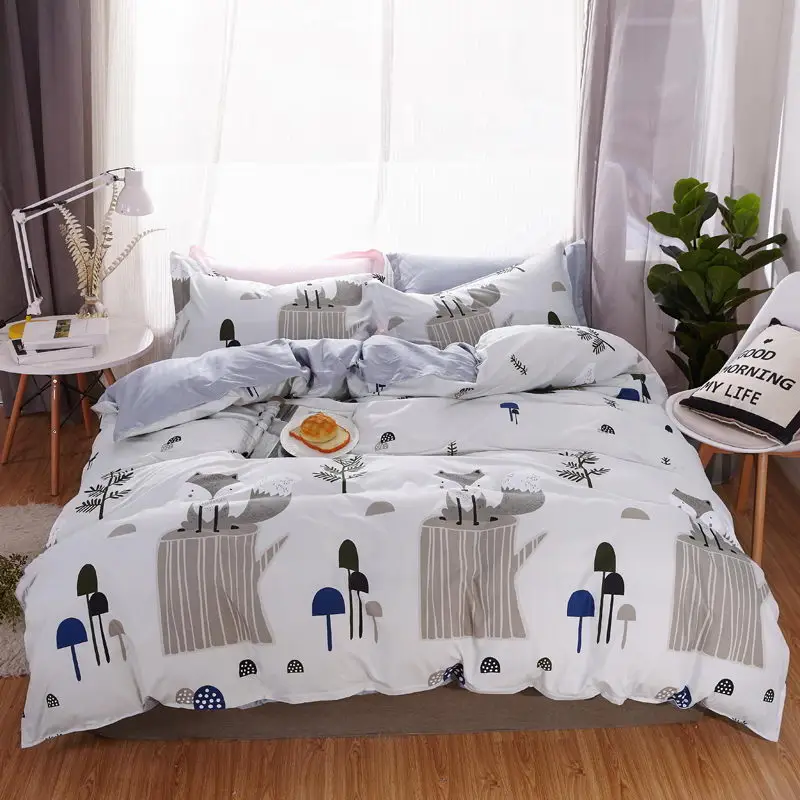 

A+B Side 100% Polyester Bedding Sets Winter Forest FOX Duvet Cover Set Pillowcase Cover, Flat Sheet King Full Single Queen Size