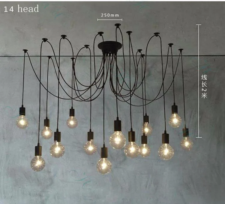 Loft LED Creative Spider Lights Chandelier for Bar coffee shop Simple fish wire iron droplight Experimental bottle Lighting |