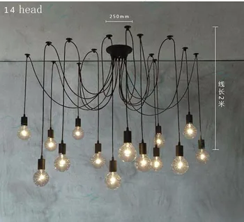 

Loft LED Creative Spider Lights Chandelier for Bar coffee shop Simple fish wire iron droplight Experimental bottle Lighting