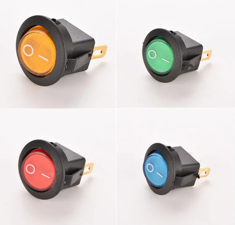 

12V 16A Car Boat Rocker Switch ON/OFF SPST LED Lamp Dash Light Dot Round Rocker Spst Toggle 4 Colors
