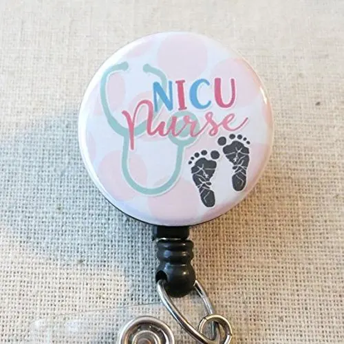 

NICU Baby Feet Retractable ID Name Badge Holder, NICU Nurse Retractable ID Badge Reel with swivel clip 10pcs/lot