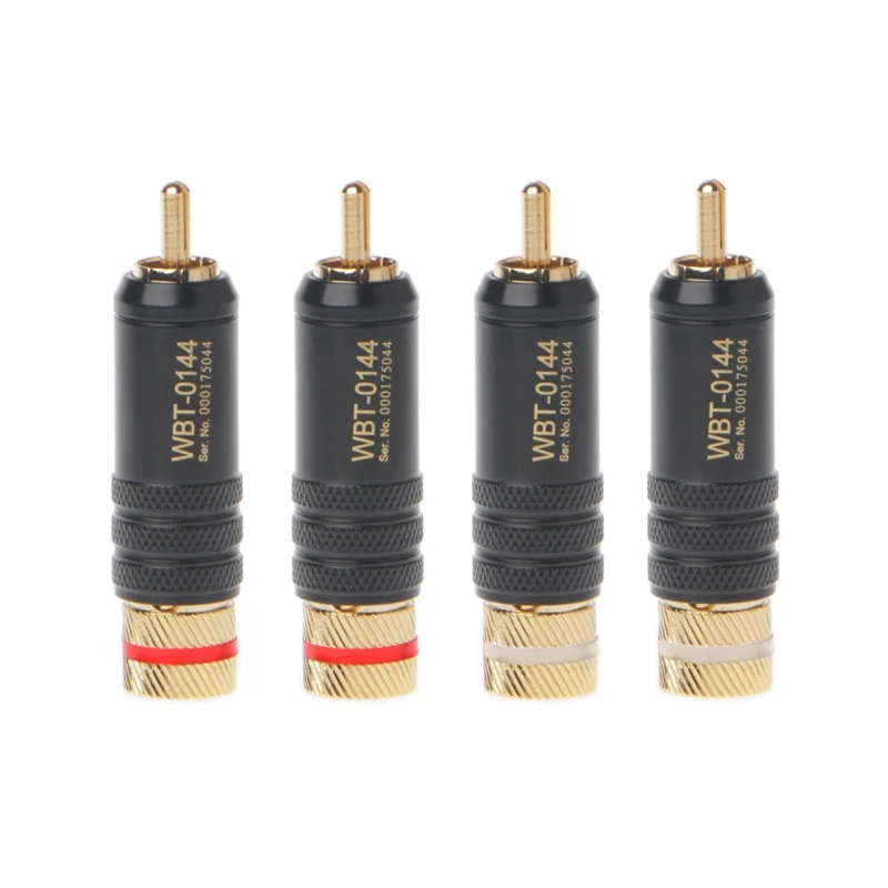 4 Pcs WBT 0144 Gold Plated RCA Plug Lock Soldering Audio or Video Plugs Connector