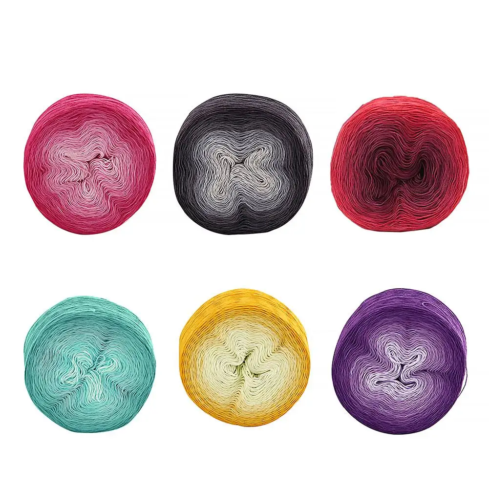 

110g 616m High Quality Multicolor Cotton Yarn Thread Assortment Cakes Gradient Space Dye For Hand Knitting DIY Craft Scarf Shawl