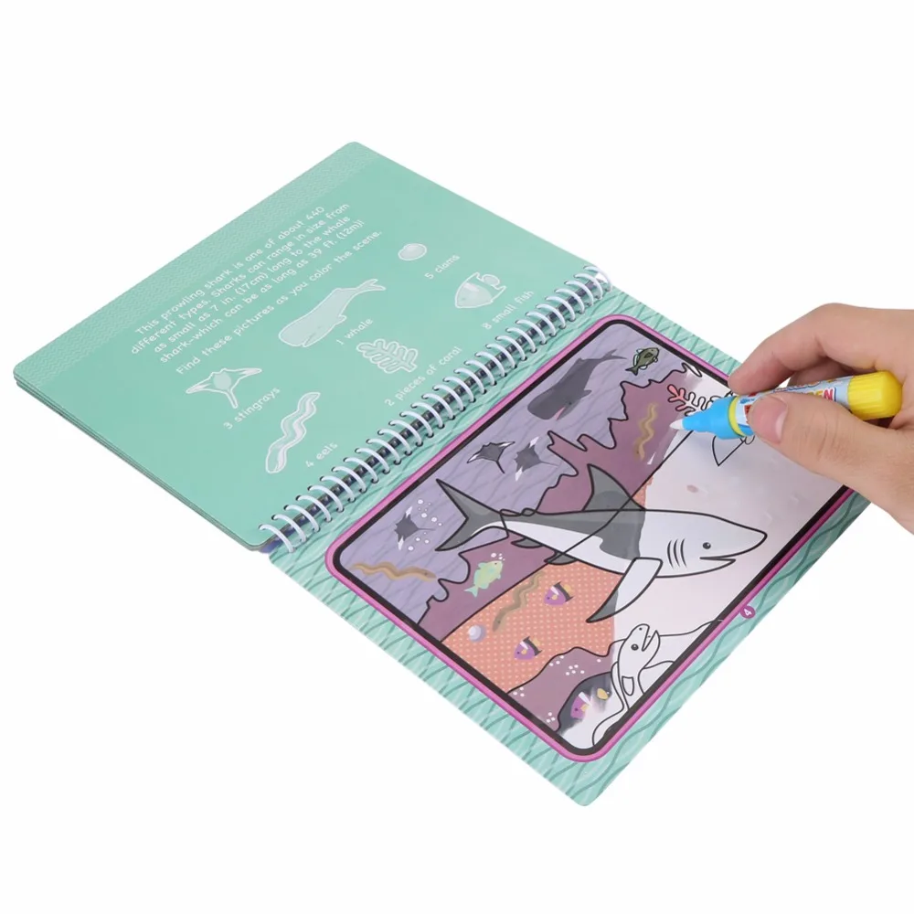 Новая волшебная книга для рисования водой, цветная книга с ручкой, рисованная доска для рисования, 4 цвета, игрушки для рисования водой для детей