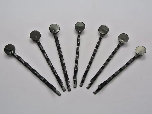 

50 Black Metal Bobby Hair Pin Clips 49mm with Pad