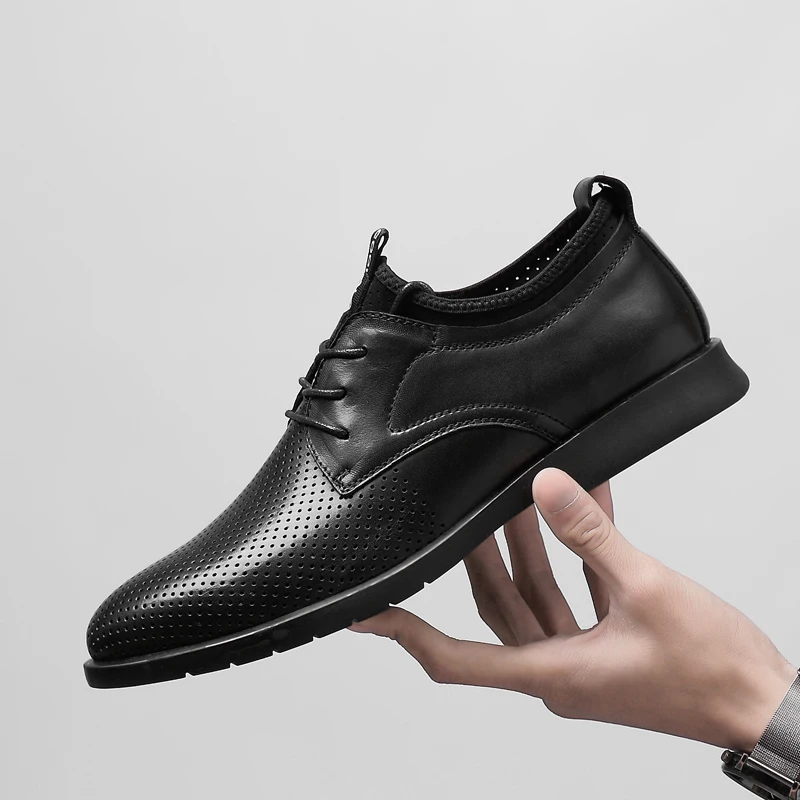 

Casual Shoes outdoor breathable Men genuine Leather Shoes lace up Men Fashion Leisure Male Office leisure British shoes p4