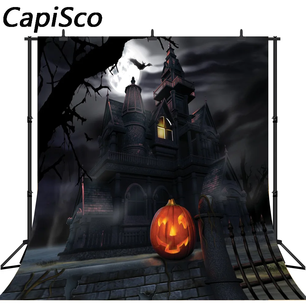 Capisco Halloween backgrounds Seamless backdrops photography Pumpkin cemetery dilapidated castle vinyl | Электроника