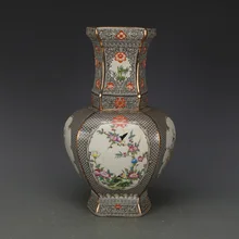 Цзиндэчжэнь античный эмаль площади вазы цветы и птицы узор древних династий Мин и Цин фарфора