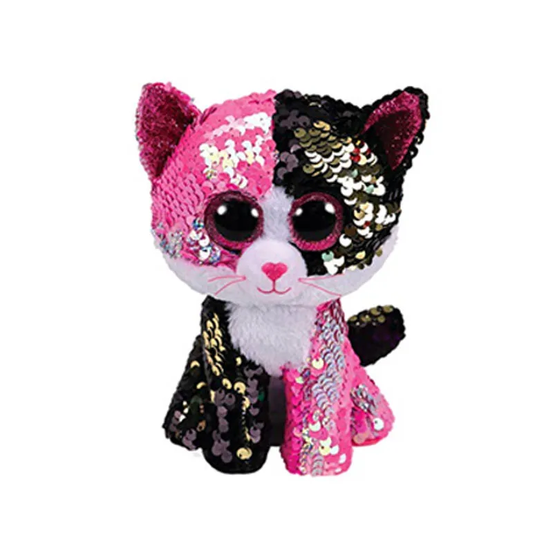 15cm Hot Ty Beanie Boos Big Eyes White Sequin Unicorn Zebra Deer Penguin Dog Cat Plush Toy Doll Stuffed Animal Plush Kid Toy