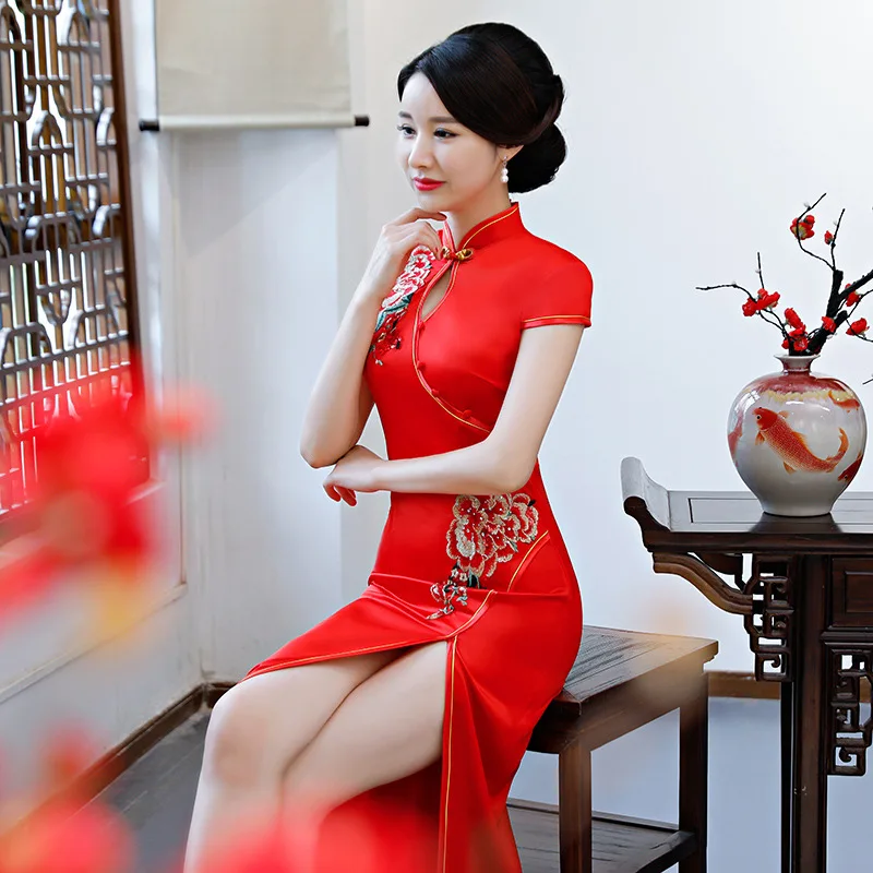 Chinês Do Vintage Qipao Das Mulheres Vestido