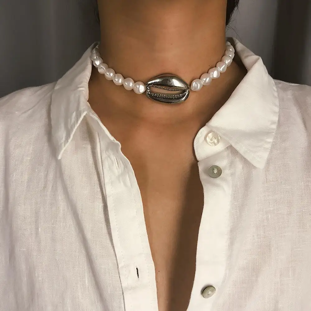 

2019 New Pearl Chain Pendants Necklace For Women Bohemia Simple Design Single layer Necklaces Casual party jewelry accessories