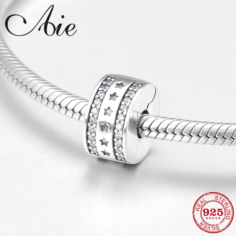 

Fashion creative Star pattern 925 Sterling Silver fine clips Lock beads Fit Original Pandora Charm Bracelet Jewelry making