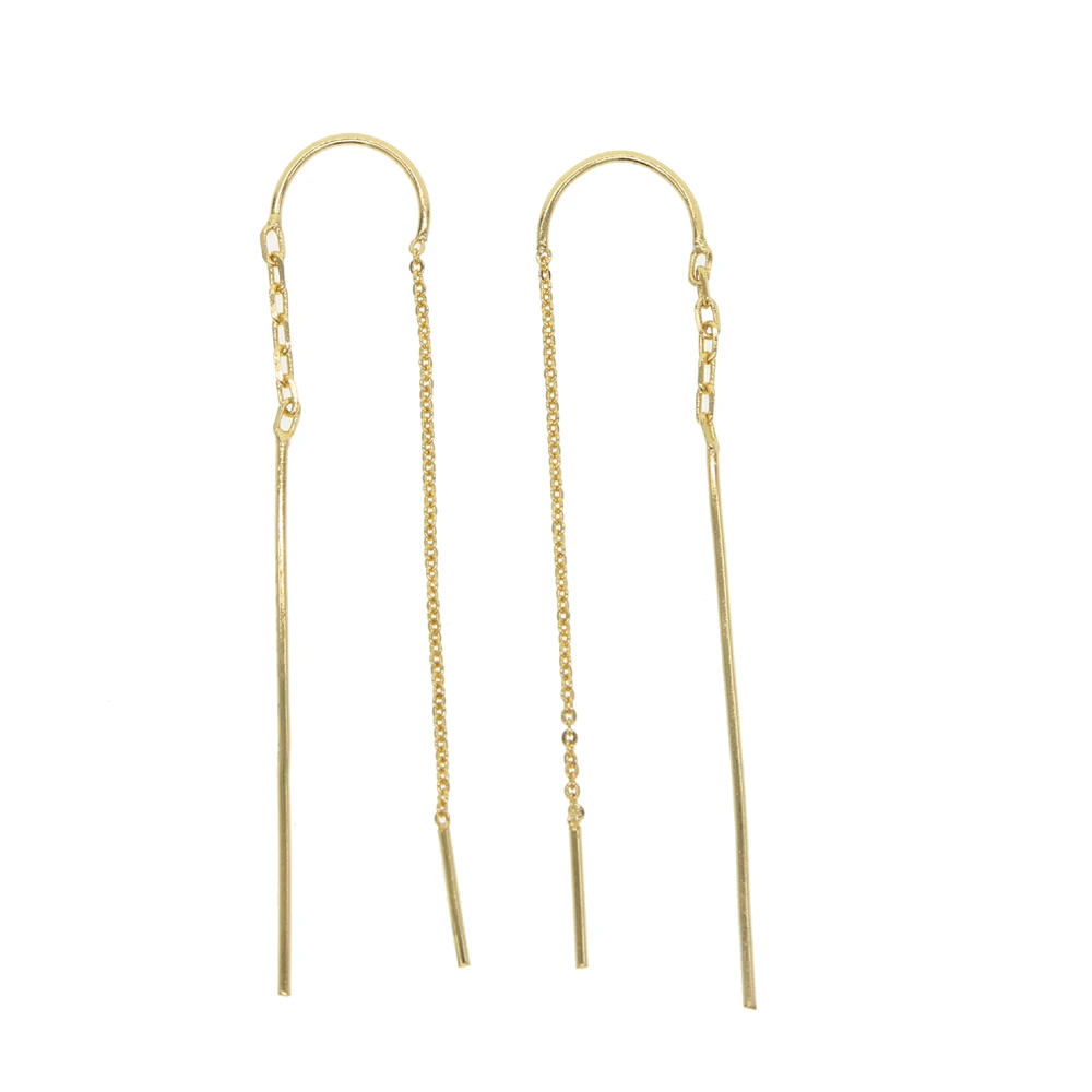 

Gold Color link chain bar Earrings Long Tassel Drop Earring Women Dangle Charm Eardrop Ear thin dainty Jewelry factory cheap