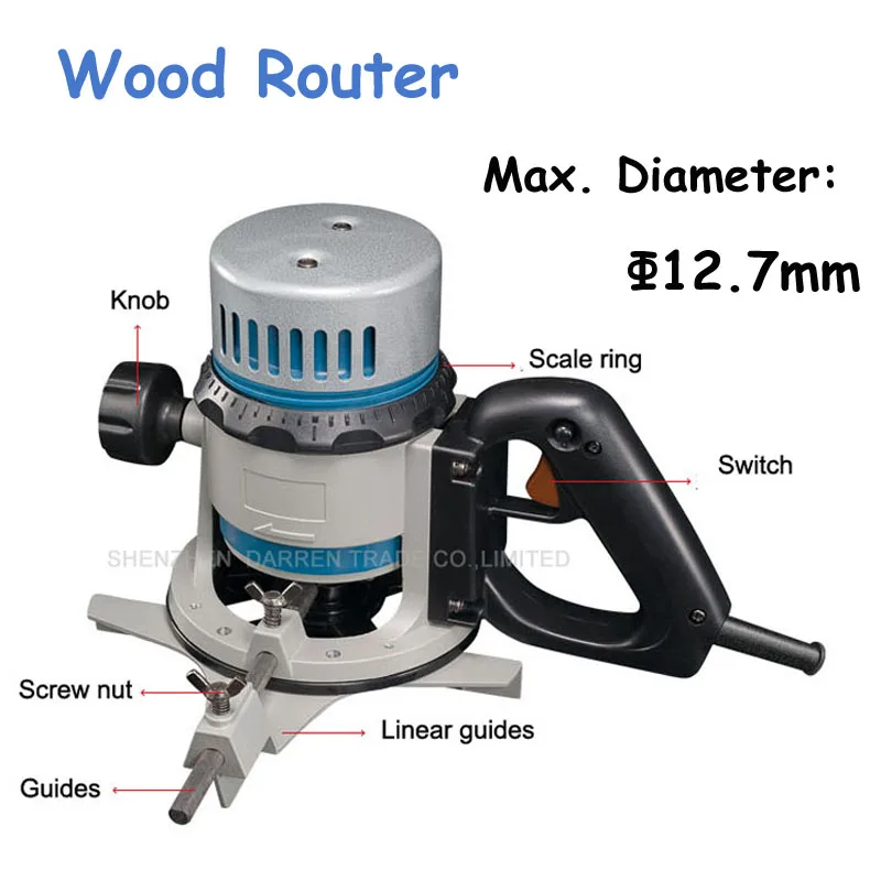 12.7mm Wood Router 1050w 0.5 Inch Electric Carving Tool 220v Flat Wood Edge Trimmer Wood Engraving Machine M1R-FF03-12