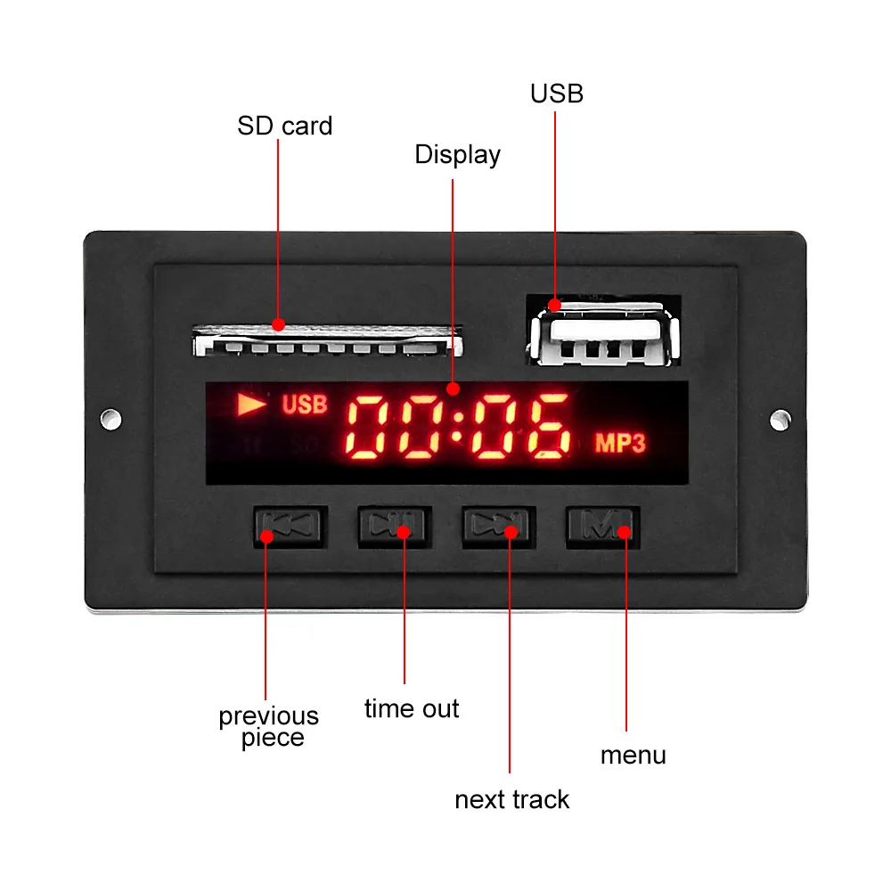 AIYIMA 12 в автомобильное аудио Bluetooth MP3 WMA USB SD FM AUX декодер плата модуль плеер с