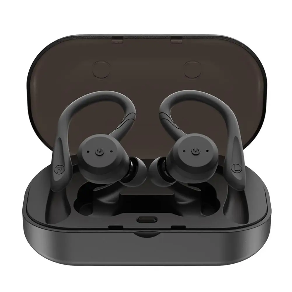 

Bluetooth 5.0 BE1018 TWS Wireless Headphones True IPX7 Waterproof In-Ear Double Hook Noise Reduction Ear Plugs With Charging Box