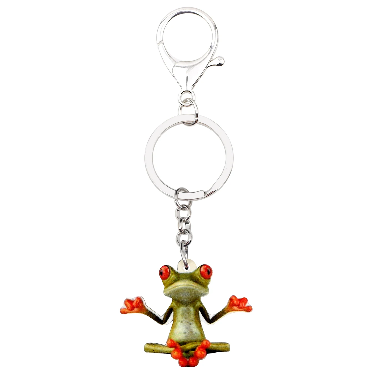 WEVENI Acrylic Meditation Frog Key Chains Keychain Holder Anime Animal Jewelry For Women Girls Bag Car Purse Charms Gift Pendant