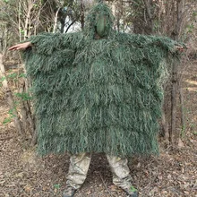 Мужской уличный охотничий костюм Ghillie, одежда Ghillie, топ, мужской Камуфляжный охотничий костюм Gilley, открытый охотничий плащ, пончо