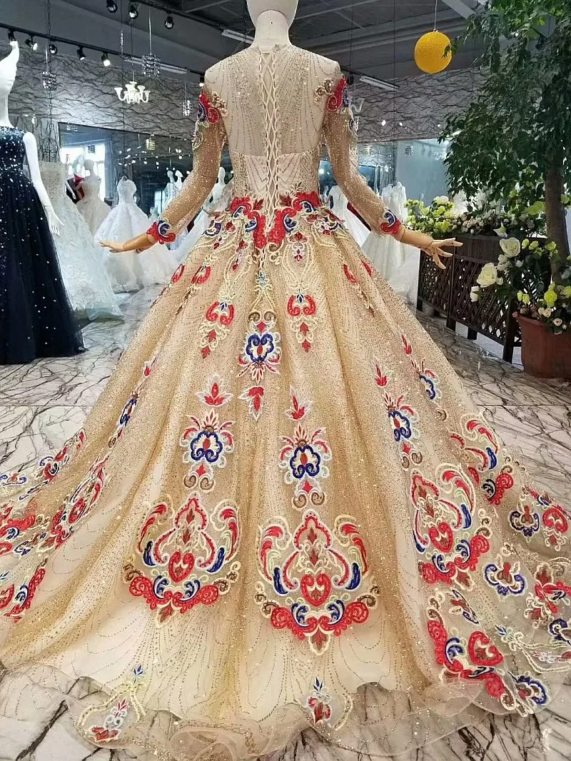 LS657445 блестящие Дубай вечерние платья с блестками с длинными рукавами Круглая горловина бусинами цвет цветы женщин поводов платье оптовая