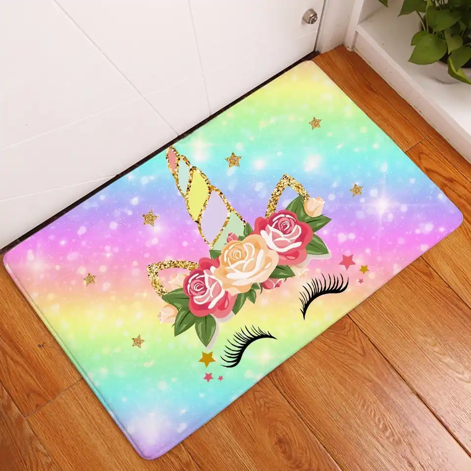 Mandala Flor Unicornio Alfombra de baño antideslizante alfombra Mat Pad puerta 40x60cm