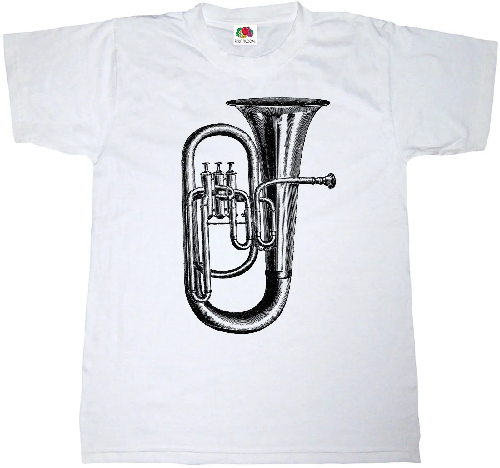 Винтажная футболка с надписью TUBA Trump SAXHORN BRASS WIND INSTRUMENT Ретро Эскиз Музыка новые