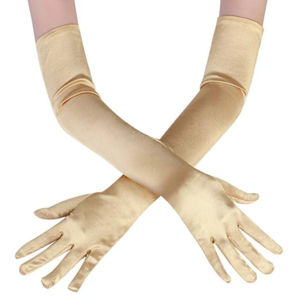 

Hirigin 2019 Satin Women Long Opera Prom Evening Party Costume Stretch Gloves