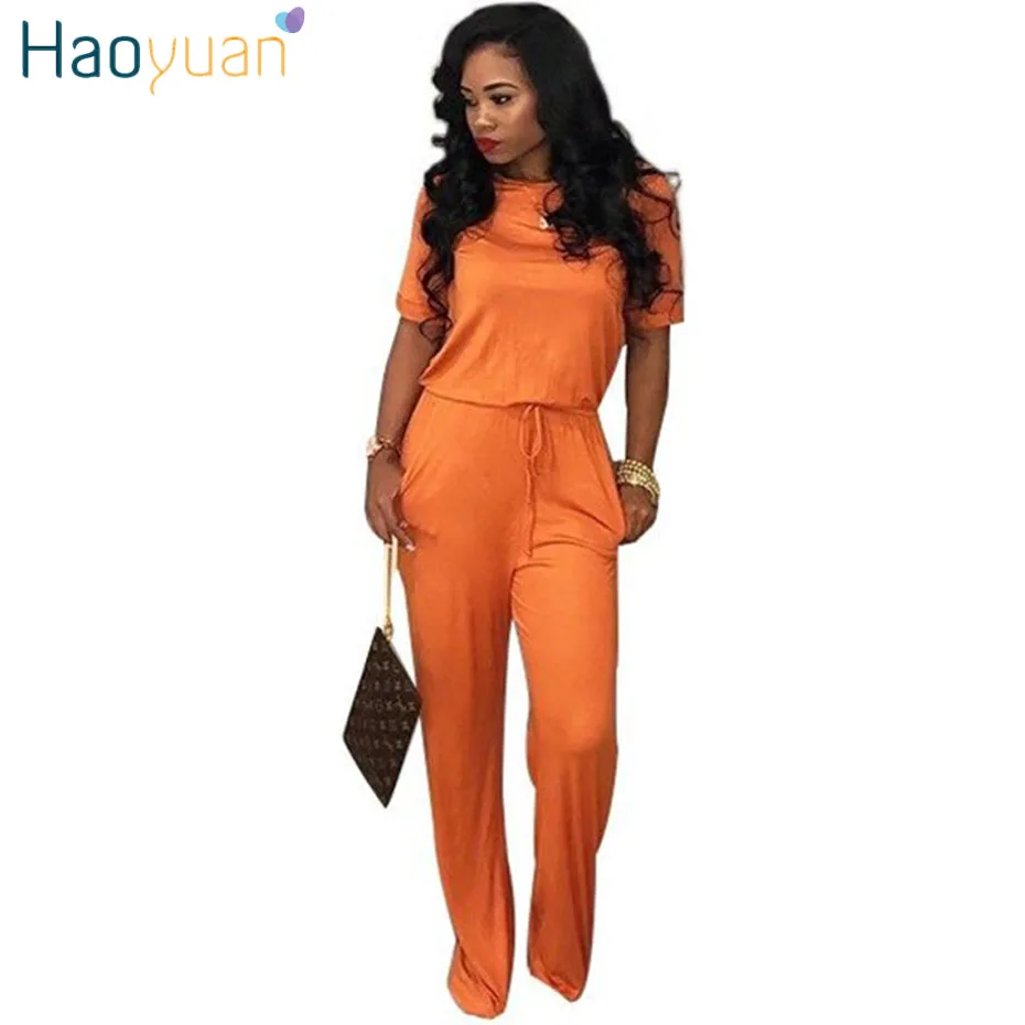 

HAOYUAN Casual Rompers Womens Jumpsuit 2018 New Summer Overalls Long Pants Sexy Bodysuit Streetwear Spandex Body Woman Rompers