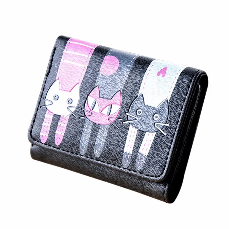 

2018 Women Cat Pattern Coin Purse Short Wallet Card Holders Handbag Cute #0