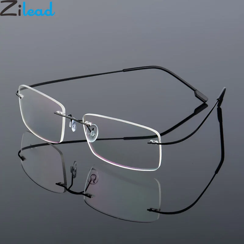 

Zilead Ultralight Titanium Rimless Glasses Men Optical Sepectacles Rectangle Plain Frameless Eyeglasses Eyewear For Male