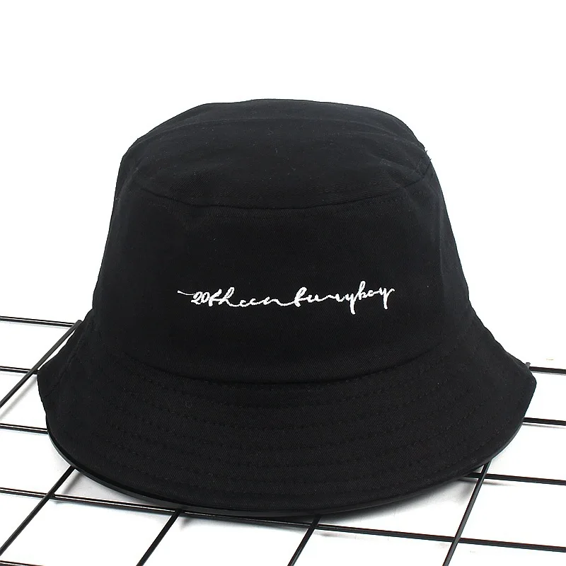 M& D модная шляпа простые слова буквы ведро женская шляпа - Цвет: BLACK