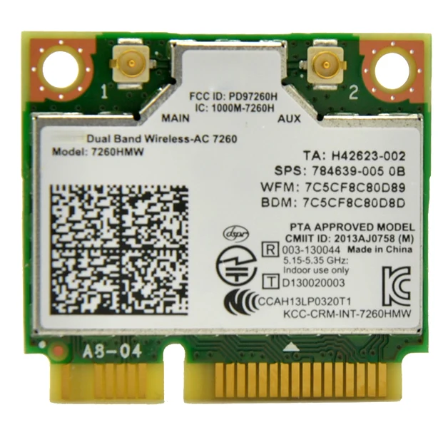 Двухдиапазонный беспроводной адаптер AC7260 867 Мбит/с 802.11ac Mini PCI E WiFi WLAN карта + Bluetooth 4
