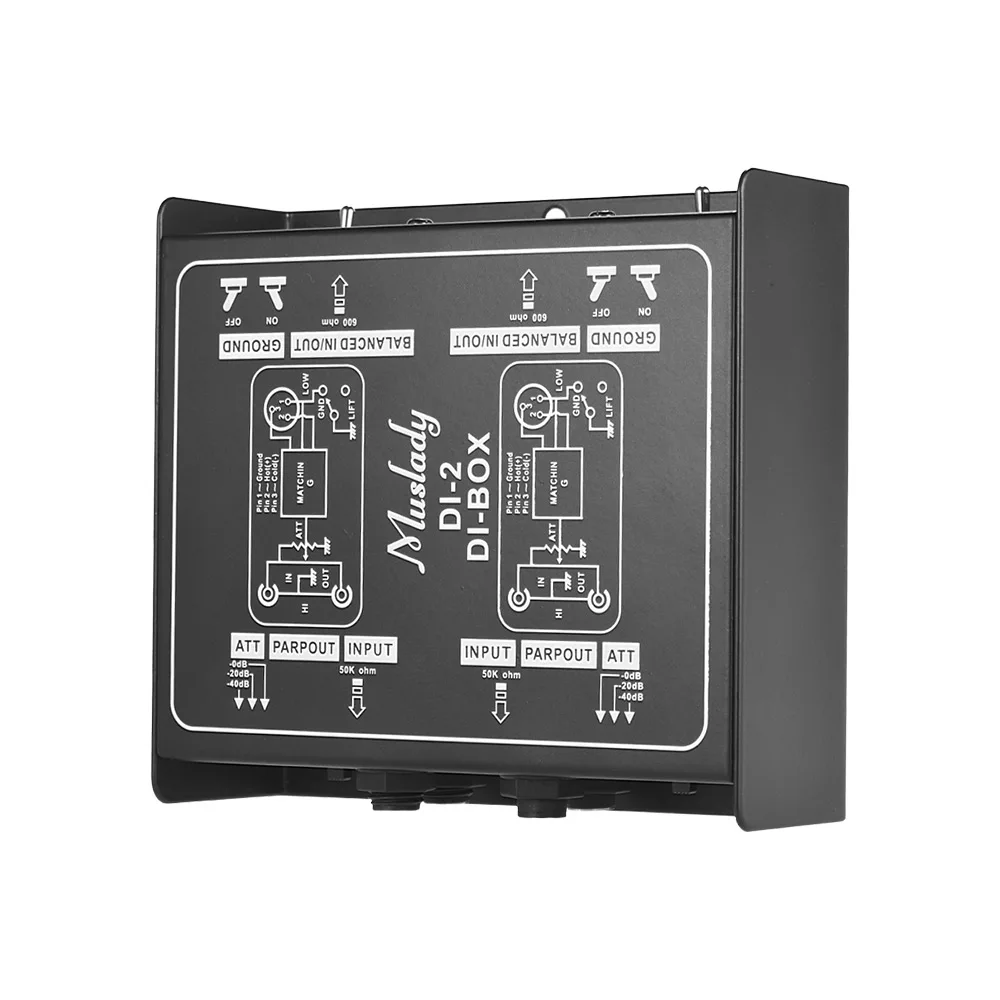Muslady DI 2 Профессиональный двухканальный пассивный Box прямой впрыск аудио коробка